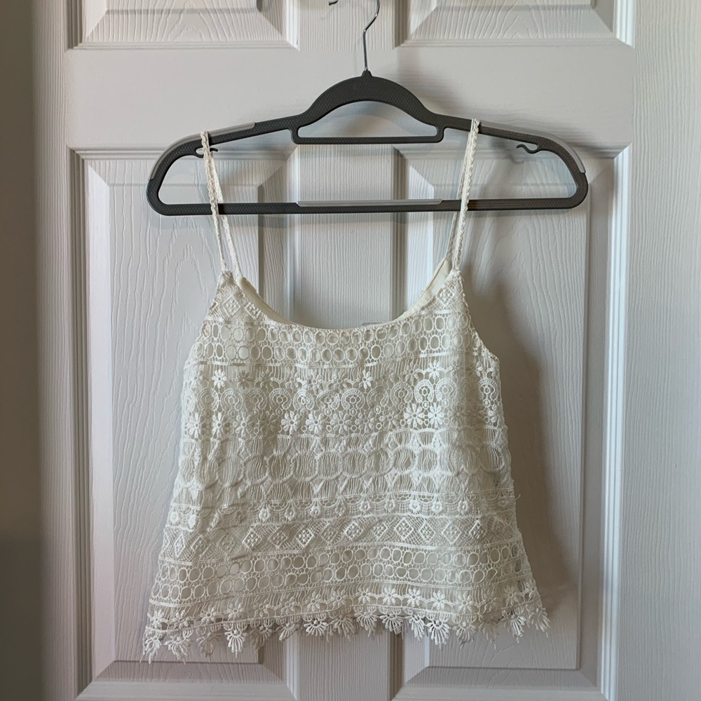 H&M Bodycon White Lace Crop Top